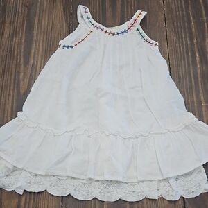 Matilda Jane White Lace Rainbow Embroidered Dress Size 6-12m
